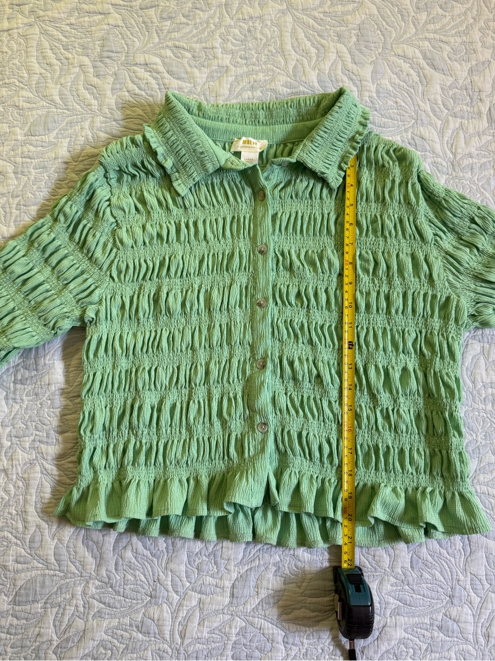 Maeve Green Textured Scrunch Button-Front Women's Summer Top
Anthropologie Sz Lg - Picture 11 of 12